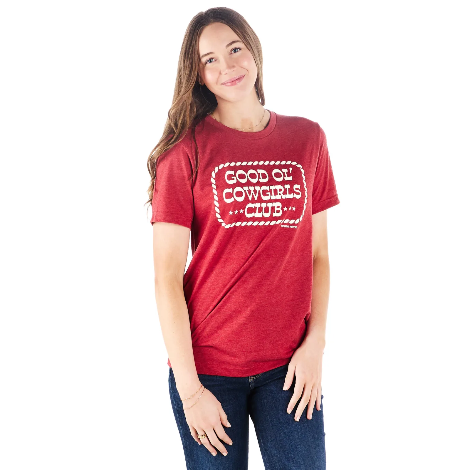 Rodeo Hippie Womens Red Cowgirls Club Short Sleeve Tee - Image 2