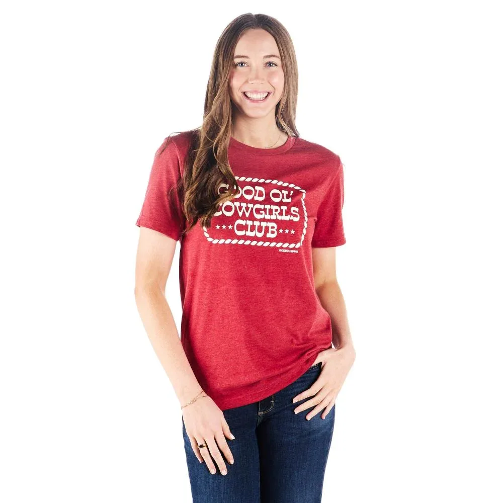 Rodeo Hippie Womens Red Cowgirls Club Short Sleeve Tee