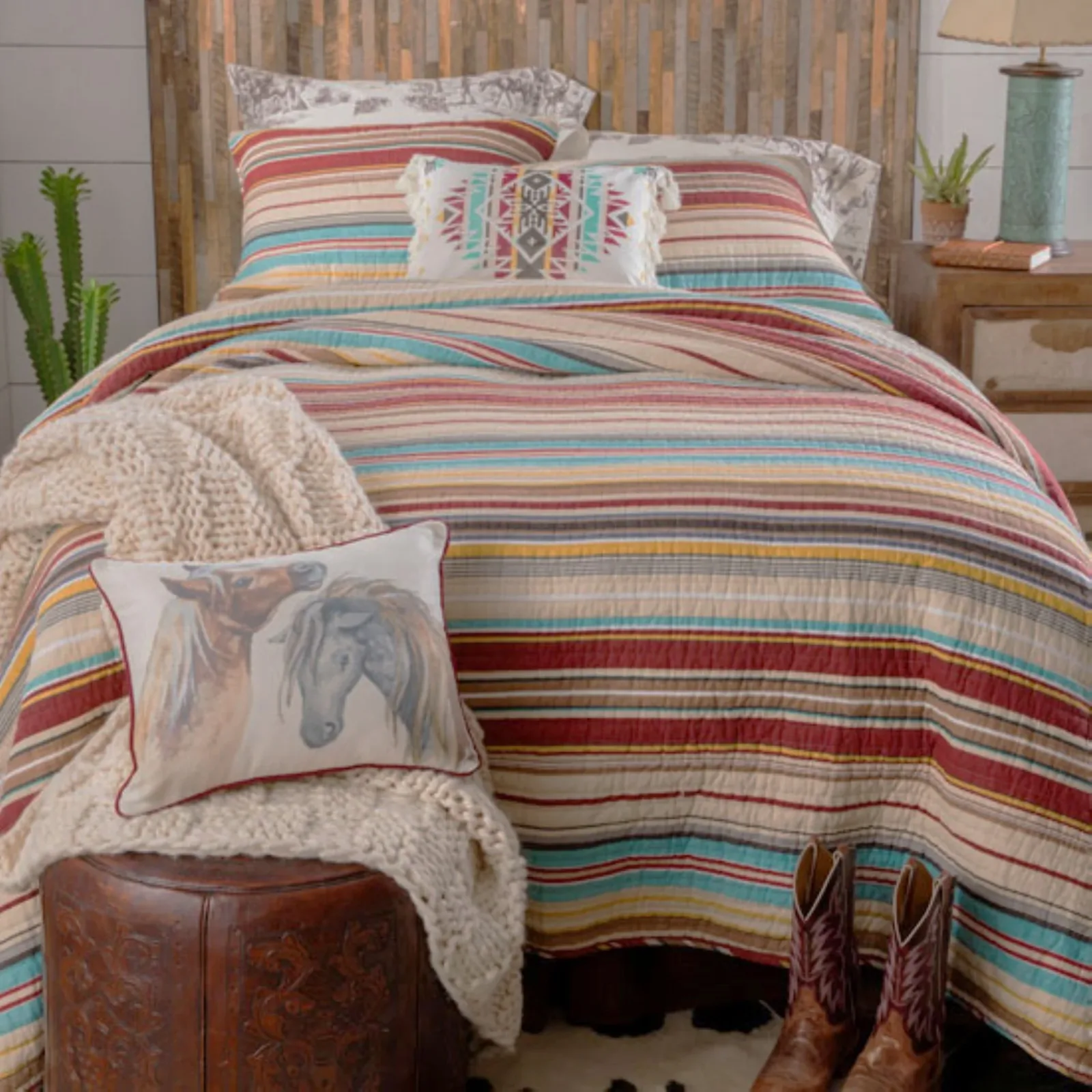 Rod's True Western Branbury Stripes Aztec Fringed Pillow - Image 2