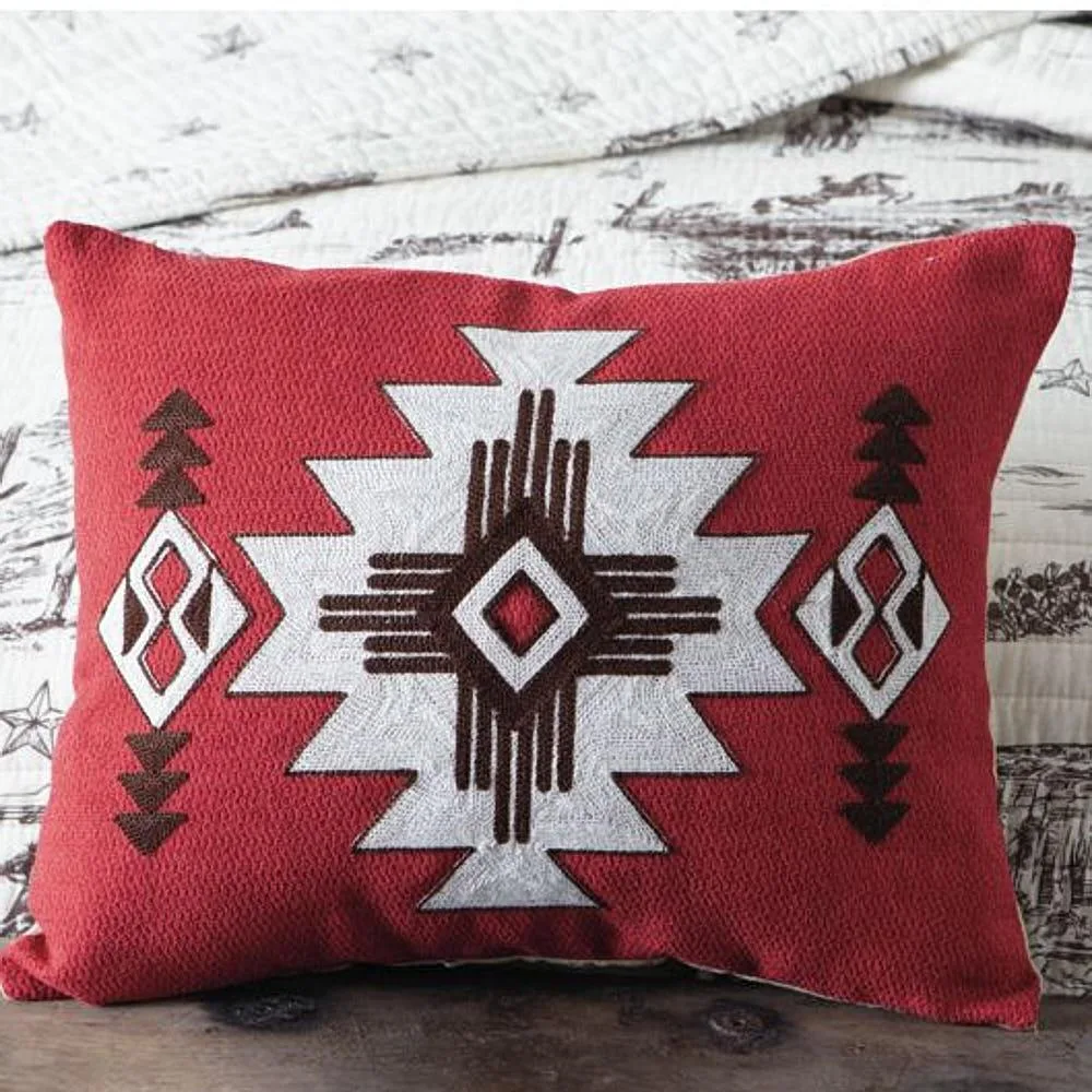 Rod's True Western Tumbleweed Trail Red Aztec Pillow