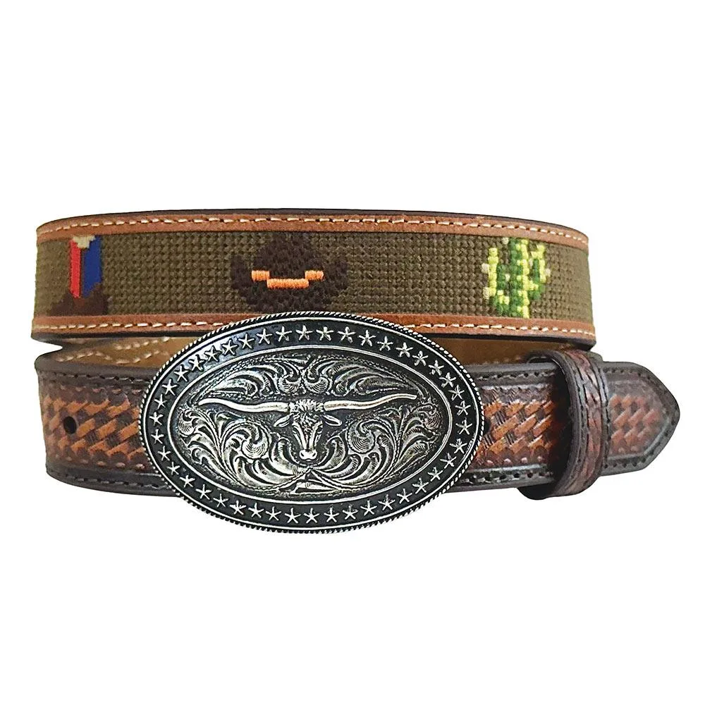 Roper Boy's Basketweave Brown Belt