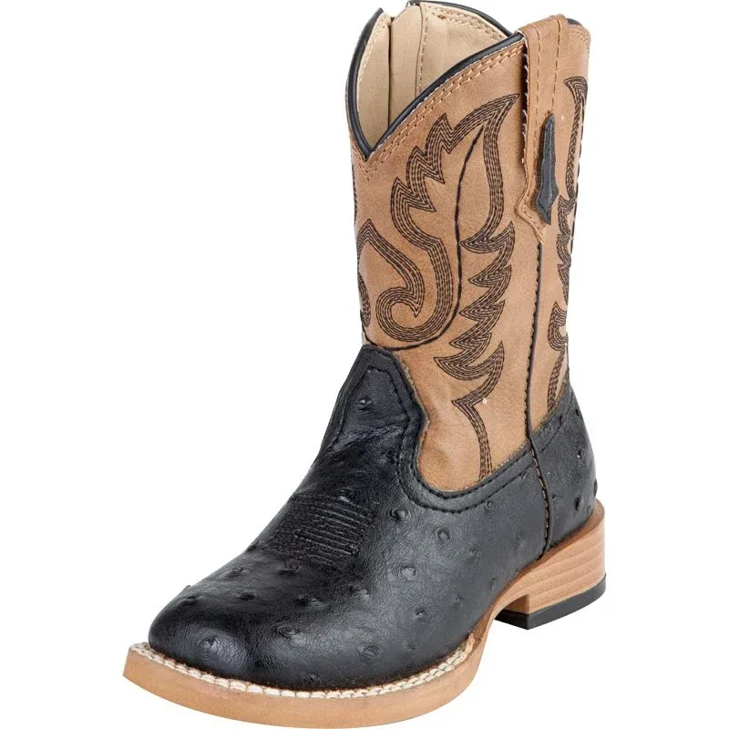 Roper Footwear Infant Black Ostrich Print Cowboy Boots