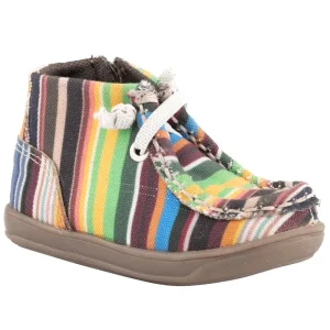 Roper Footwear Infant Cowbabies Tommie Striped Canvas Mocasin