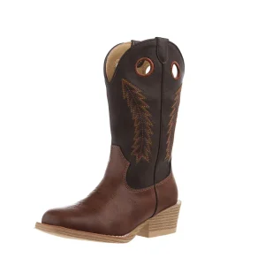 Roper Footwear Kid's Brown Faux Vamp 9in Dark Brown Faux Top