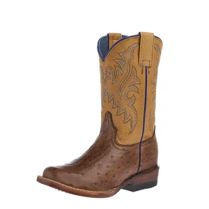 Roper Footwear Kid's Quill Waxy Brown with Tan Leather Shaft Cutter Toe Boot