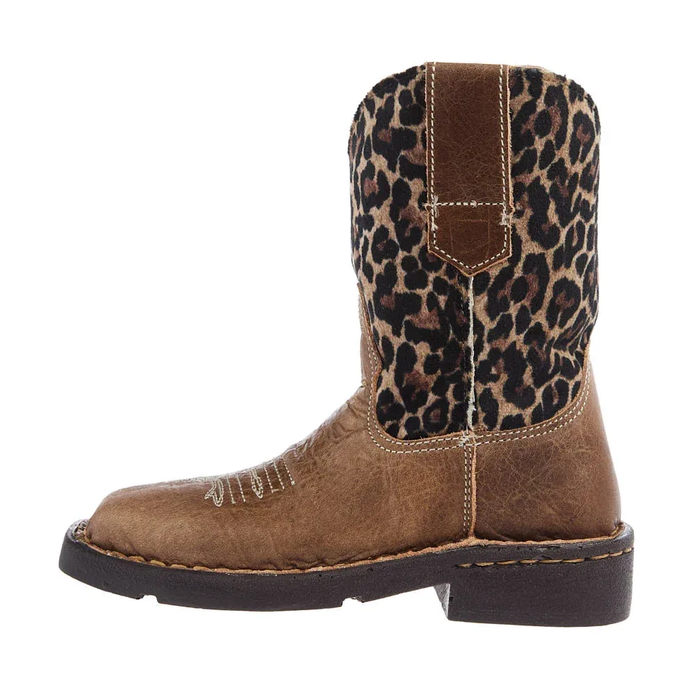 Roper Footwear Toddlers Brown Leather Vamp with Cheetah Top Square Toe Boot - Image 2