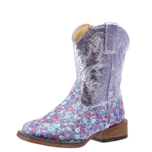 Roper Footwear Toddlers Glitter Bloom Lavender Square Toe Boot
