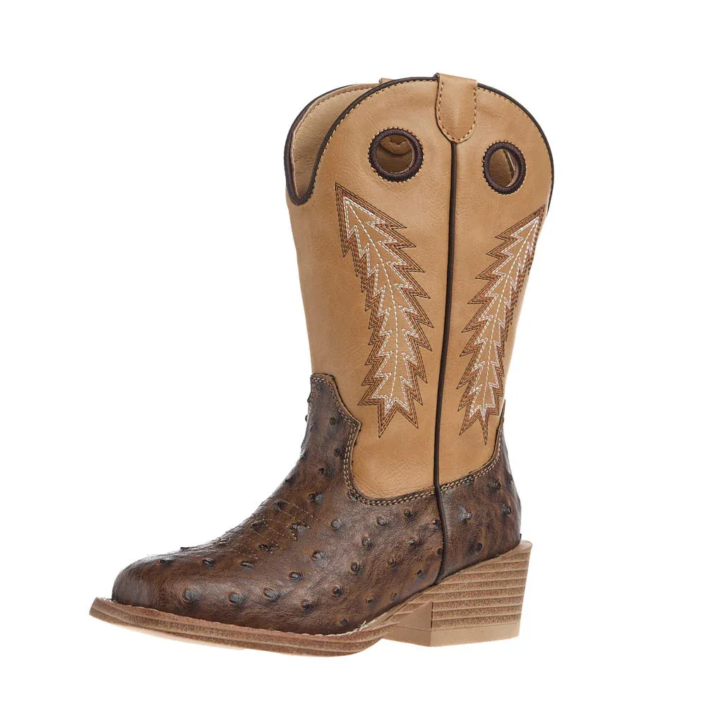 Roper Footwear Toddler's Walker Bumps Brown Ostrich Print Boot