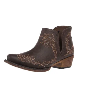Roper Footwear Women's Brown Faux Leather 7In Snip Toe Bootie