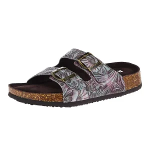 Roper Footwear Women`s Delilah Floral Embossed Two Strap Sandal