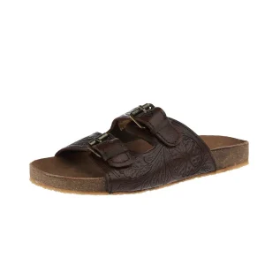 Roper Footwear Women's Desiree Brown Tooled Two Buckle Sandal
