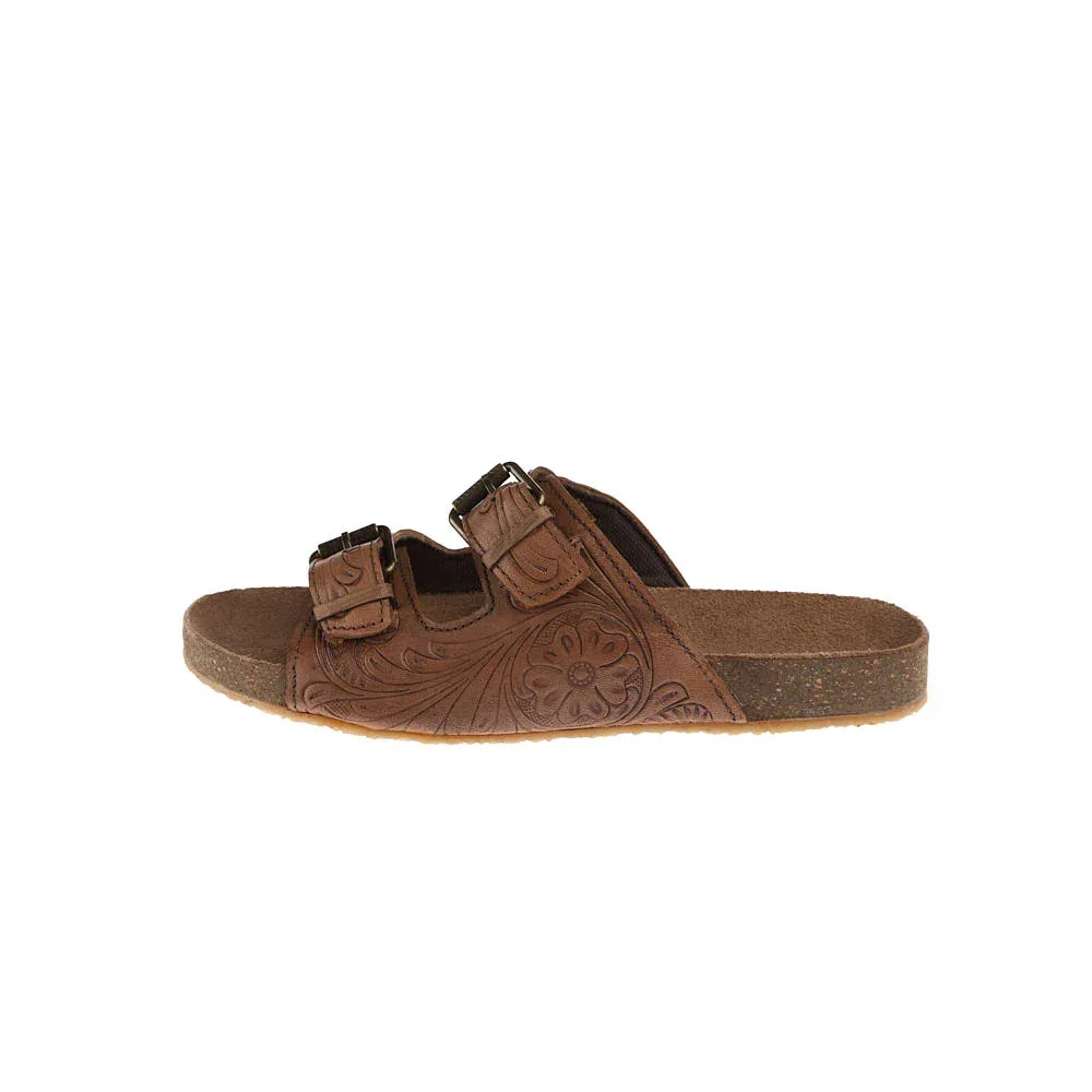 Roper Footwear Women's Desiree Tan Tooled Two Buckle Sandal - Image 2