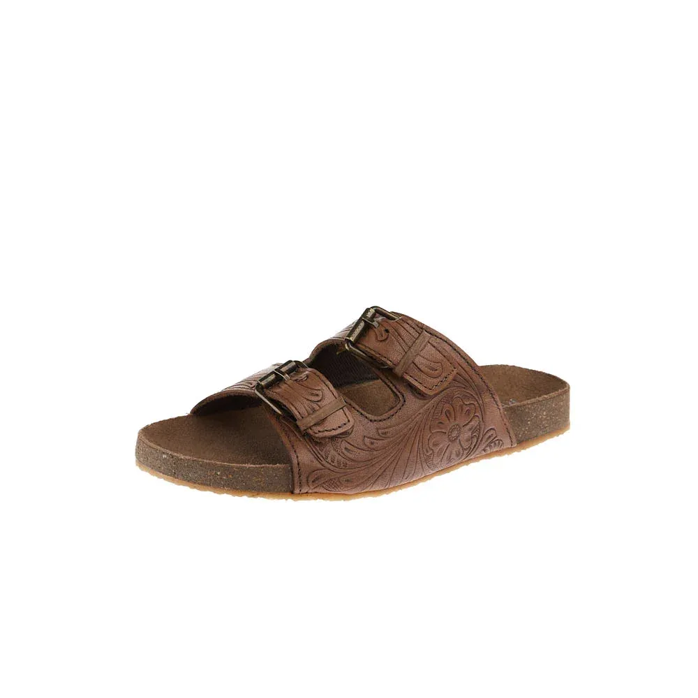 Roper Footwear Women's Desiree Tan Tooled Two Buckle Sandal