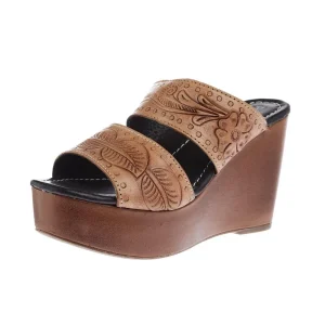 Roper Footwear Women`s Diva II Tan Tooled Wedge