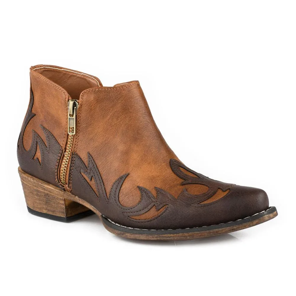 Roper Footwear Women`s Lorene Vintage Tan Up Overlay Bootie
