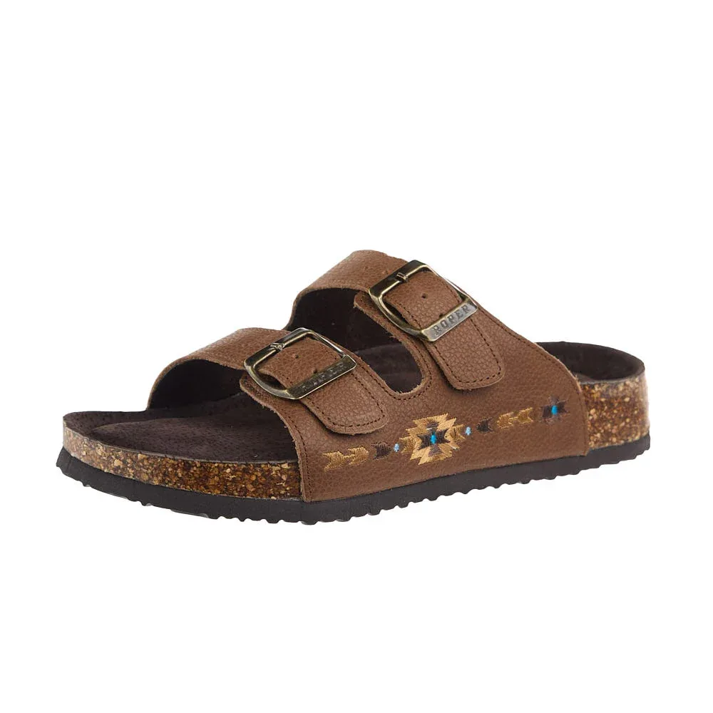 Roper Footwear Women's Tan Oiled Aztec Sandal