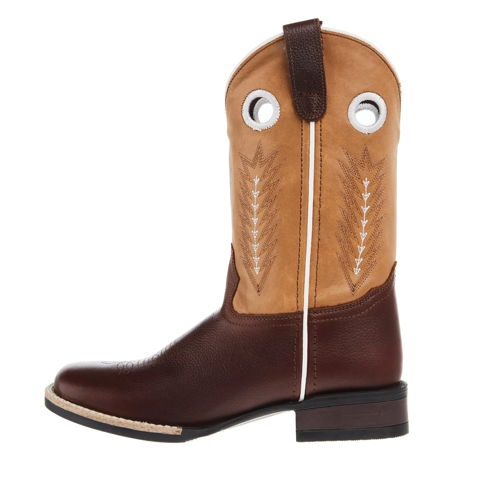 Roper Footwear Youth James Brown Leather Vamp w/ Tan Shaft Square Toe Boot - Image 2