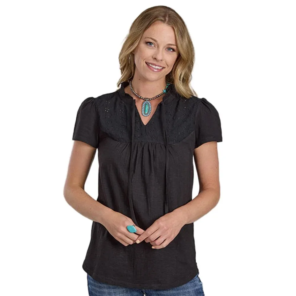 ROPER Women's Black Embroidered Top