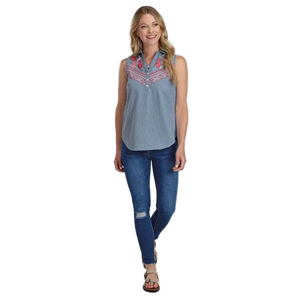 ROPER Womens Embroiderd Denim Blouse - Image 2