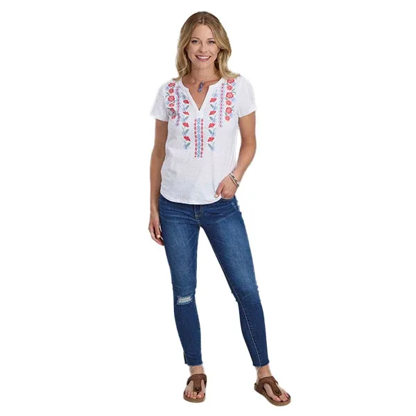 ROPER Womens White Embroidered Tee - Image 2