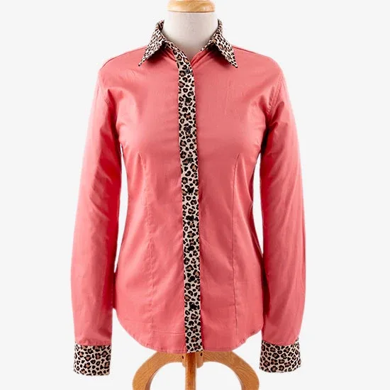 Royal Highness Coral Cheetah Hidden Zip Show Blouse - Image 2