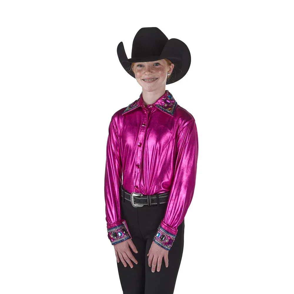 Royal Highness Girl's Pink Blaze Metallic Show Blouse - Image 2