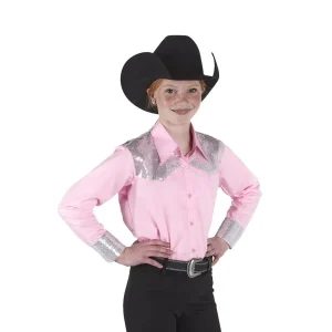 Royal Highness Girl's Pink Sparkle Yoke Show Blouse