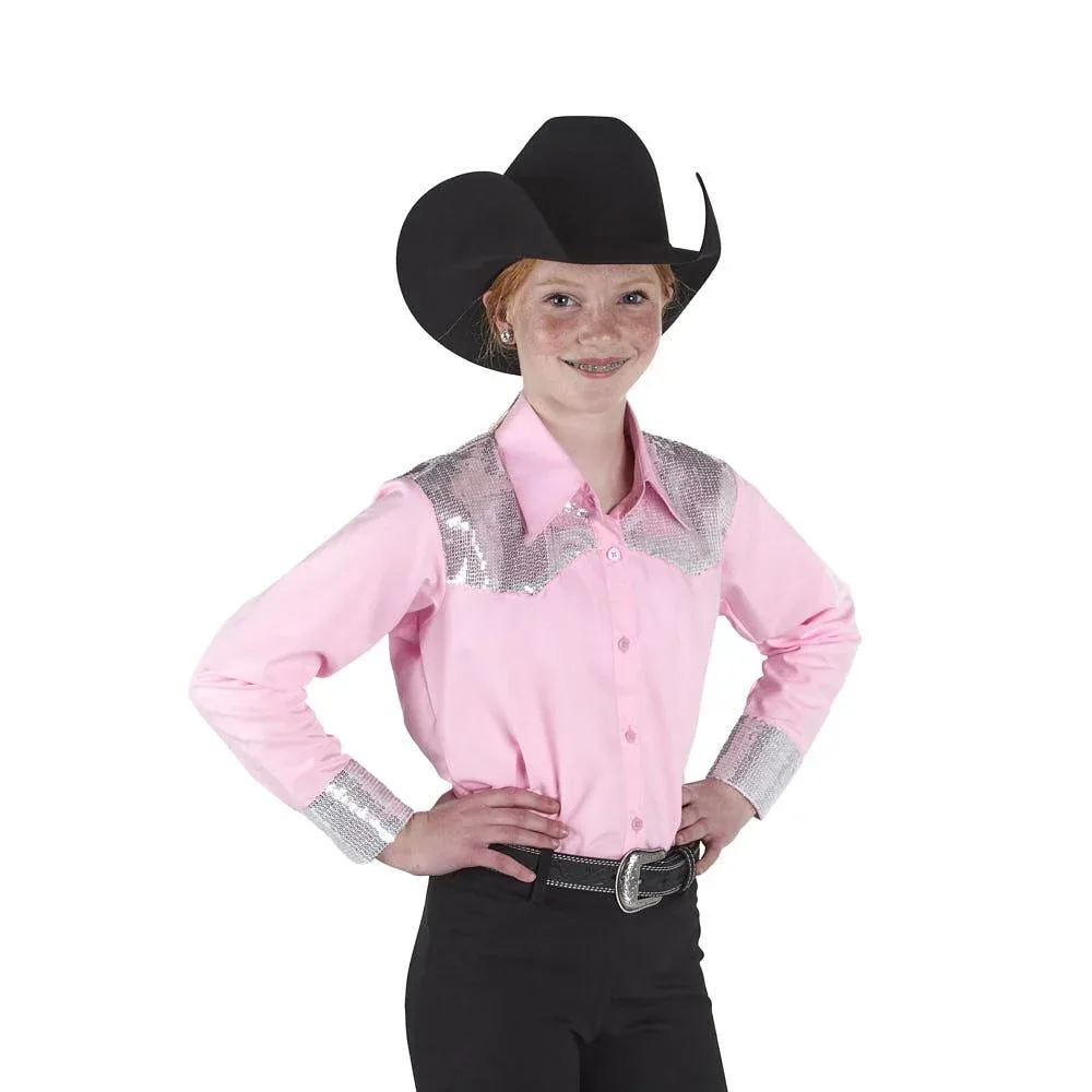 Royal Highness Girl's Pink Sparkle Yoke Show Blouse