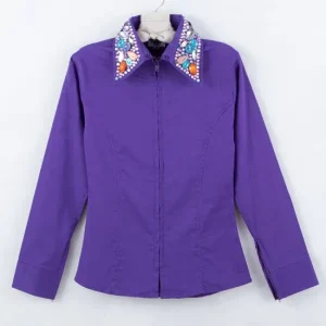 Royal Highness Girl's Showtime Collar Purple Show Blouse