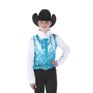 Royal Highness Girl's Turquoise Lace Sequin Show Vest