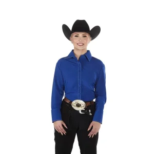 Royal Highness Women's Bucking Blue Buckstitch Vented Show Top