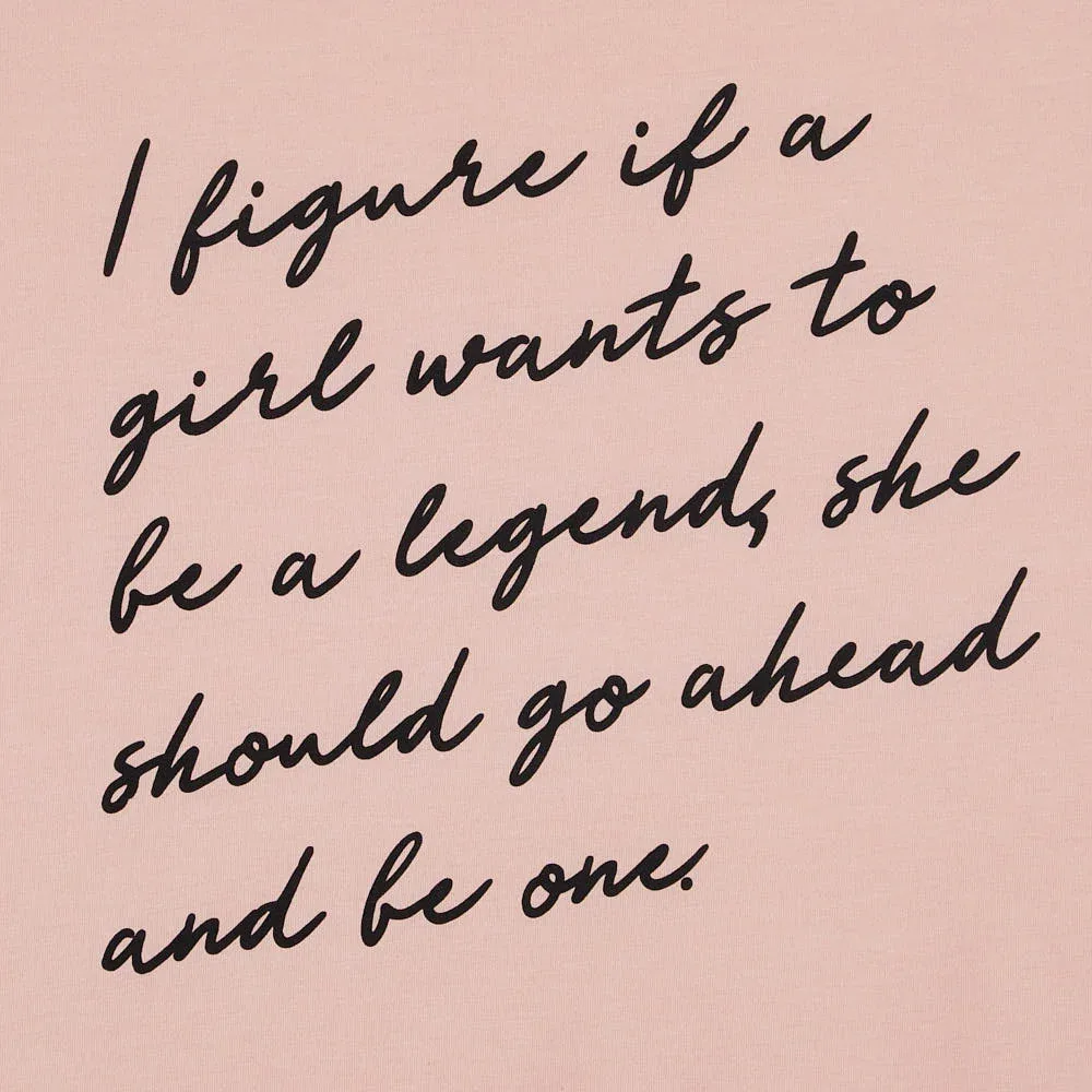 Ruby's Rubbish Womens I Figure If A Girl Wants To Be A Legend Blush Tee - Image 2
