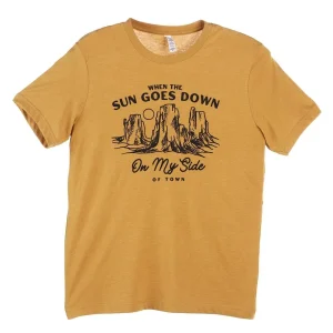 Ruby's Rubbish Womens When The Sun Goes Down Mustard Tee