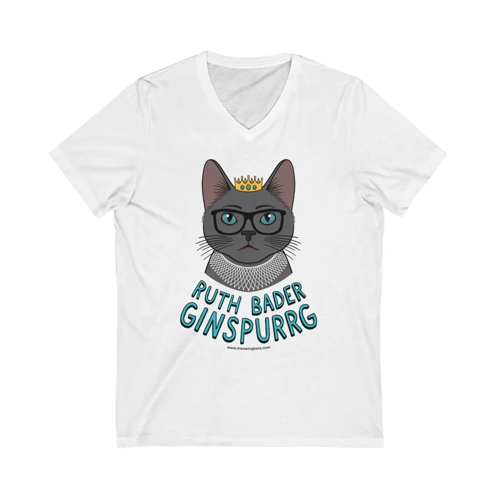 Ruth Bader Ginspurrg V-Neck Cat Shirt - Image 2