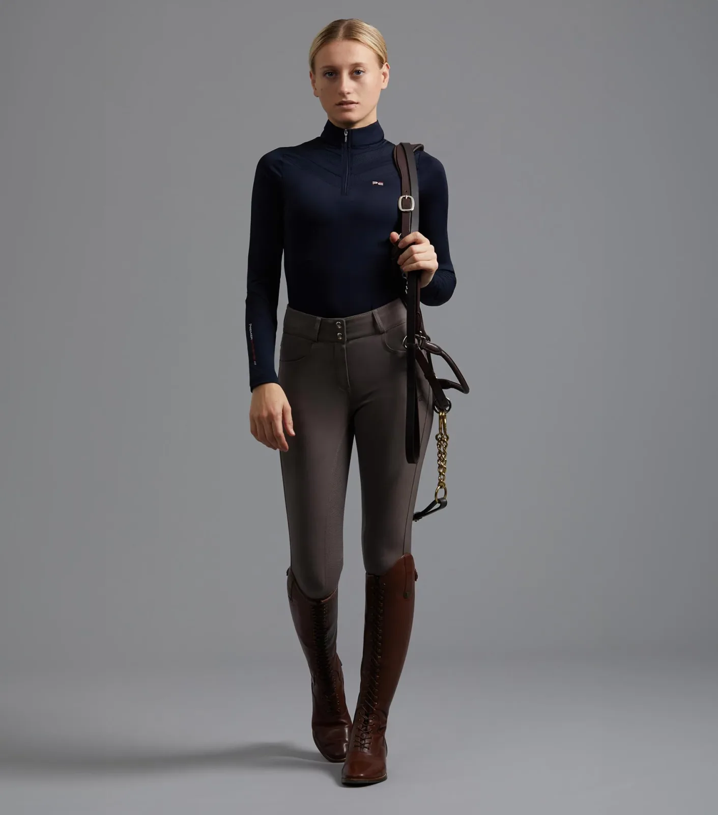 SALE - Arclos Ladies Technical Long Sleeve Riding Top Navy - Image 2