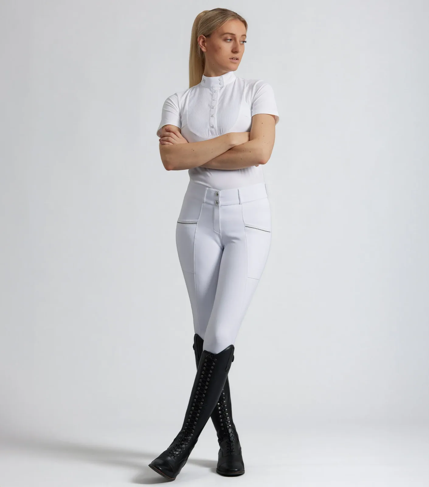 SALE - Ofena Womens Gel Knee Competition Riding Breeches White