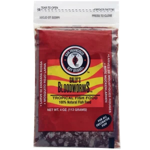 Sally's Frozen Bloodworms Fish Food Flat Pack (4 oz) - San Francisco Bay Brand