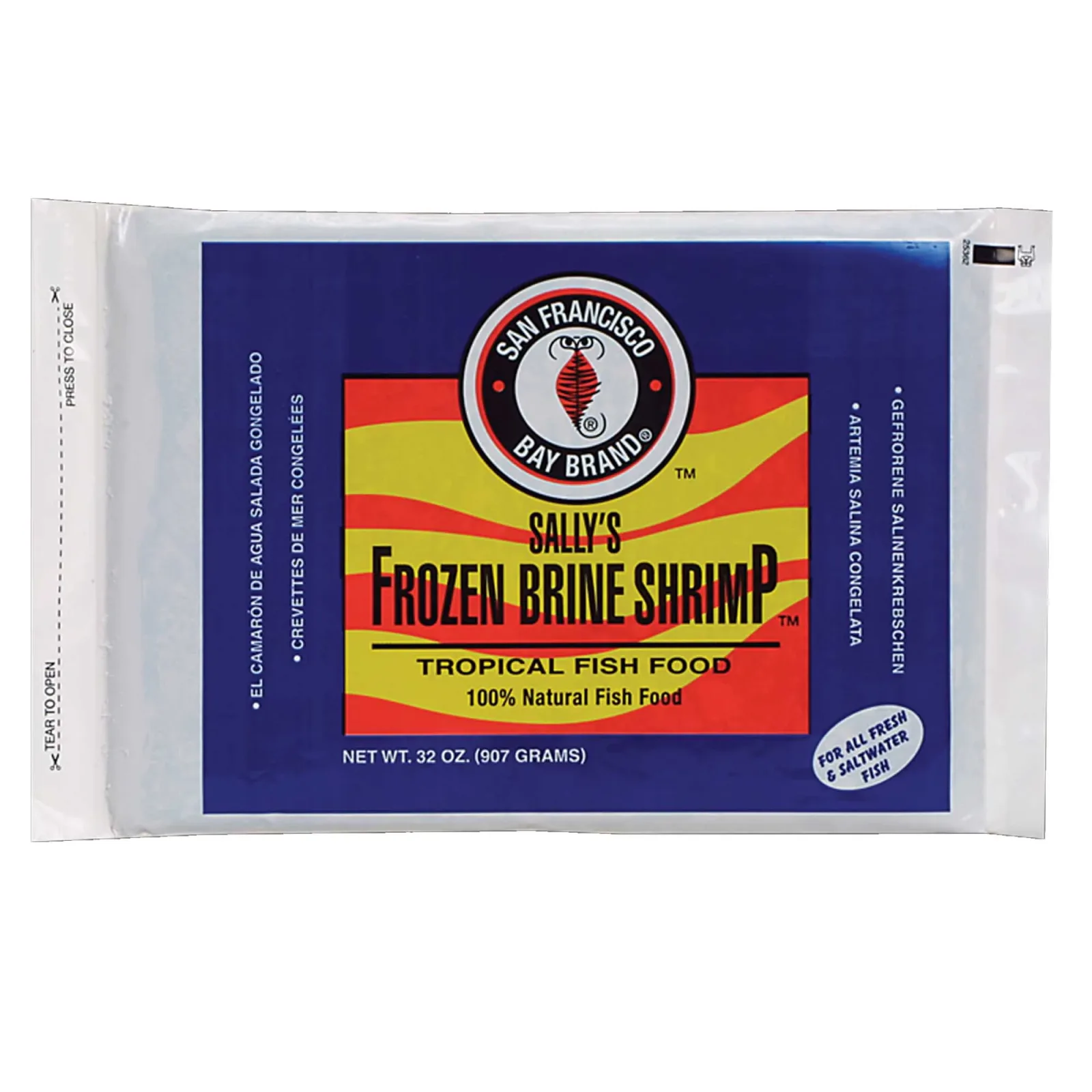 Sally's Frozen Brine Shrimp Fish Food Flat Pack (32 oz) - San Francisco Bay Brand