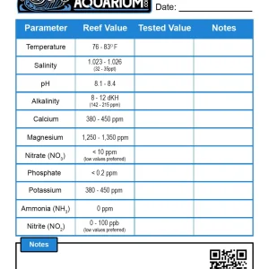 SaltwaterAquarium.com Parameter Tracking Notepad