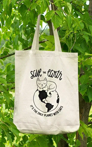 Save the Earth Cat Tote Bag - Image 2