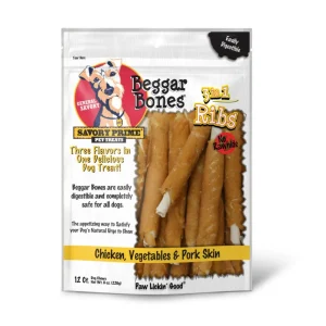 Savory Prime Beggar Bone 3-in-1 Ribs Dog Treat Chicken, Vegetable & Pork, 12 ct