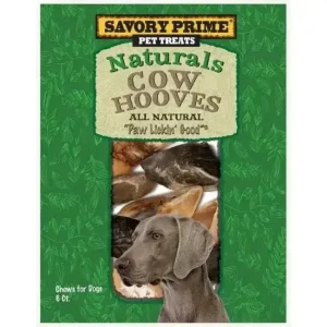 Savory Prime Naturals Beef Hooves - All-Natural Chew Treats for Dogs 6 PACK