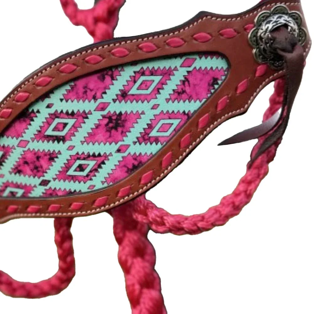 Schulz Equine Pink Aztec Bronc Noseband Horse Halter - Image 2
