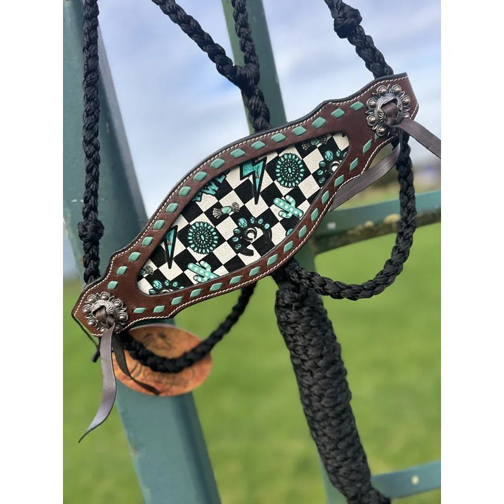 Schulz Equine Turquoise Glass Noseband Braided Halter - Image 2