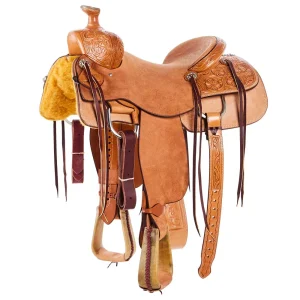 Scott Thomas Custom Saddles 15.5in 1/4 Wyoming Flower Medium Oil Rancher Saddle