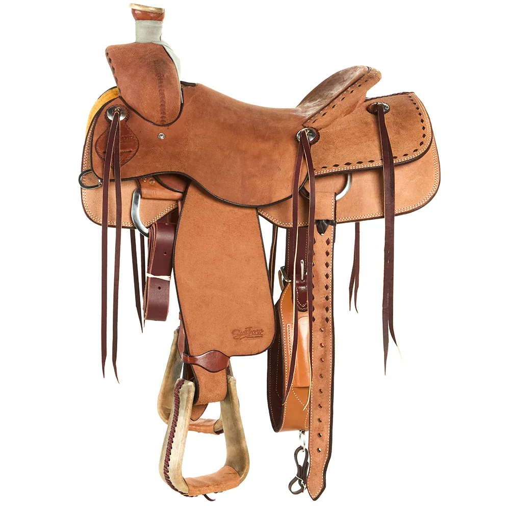 Scott Thomas Custom Saddles Natural Roughout Buckstitch 15.5in Tuscon Rancher Saddle - Image 2
