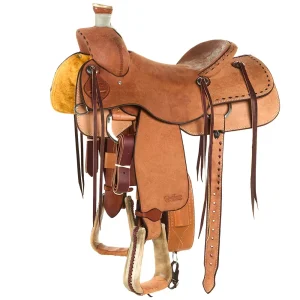 Scott Thomas Custom Saddles Natural Roughout Buckstitch 16in Tucson Rancher Saddle