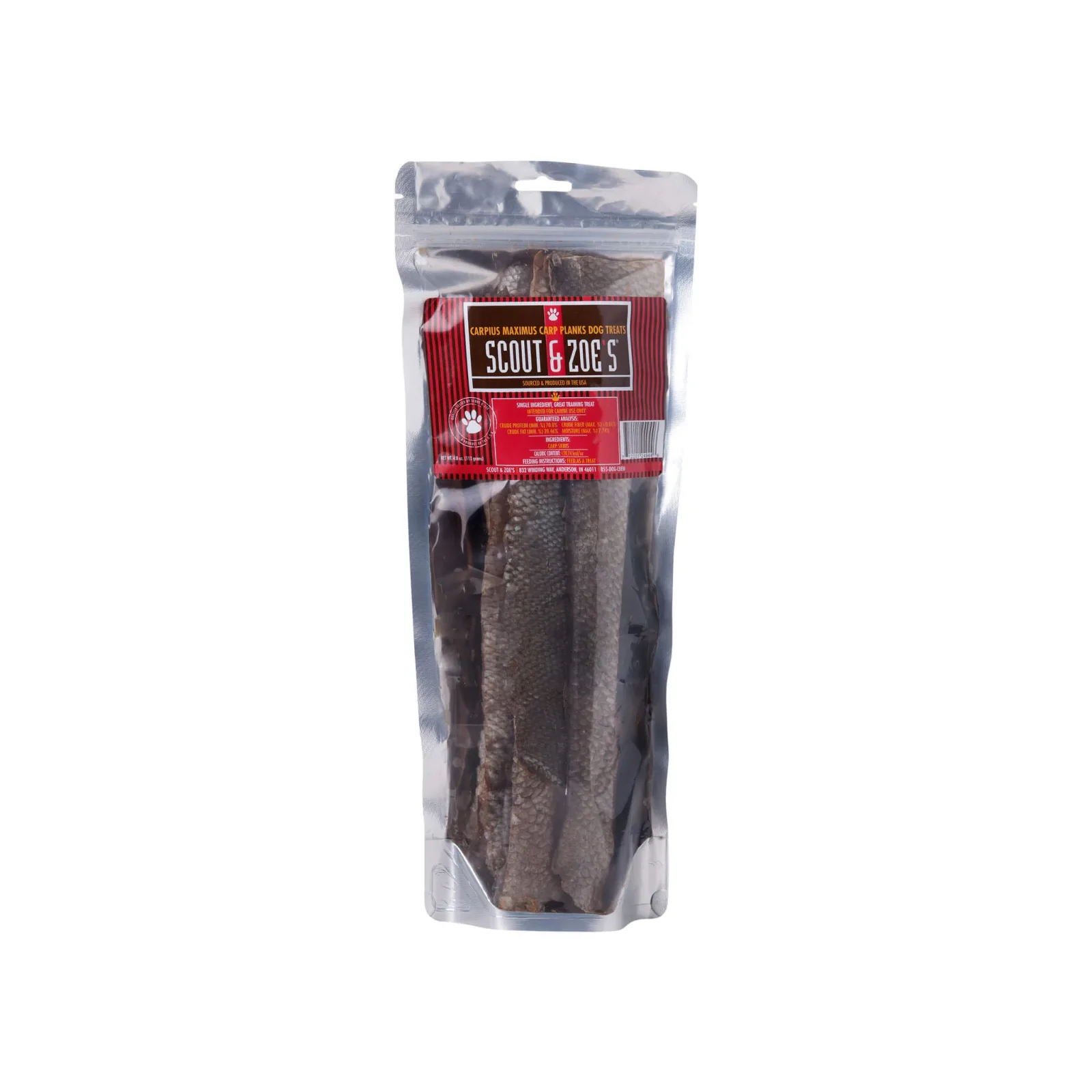 Scout & Zoe's Carpius Maximus Carp Planks Dehydrated Fish Skins for Dogs & Cats