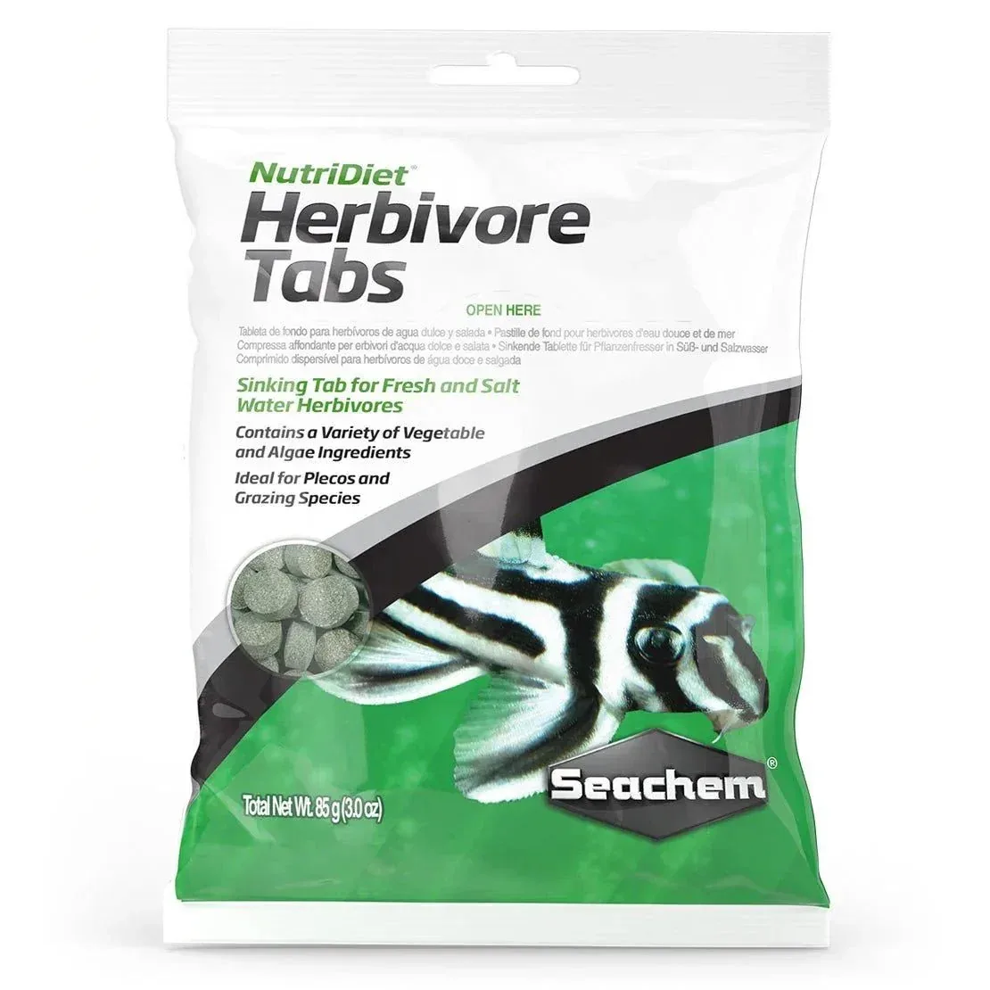 Seachem Laboratories NutriDiet Herbivore Fish Food Sinking Tablets 3Oz