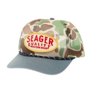 Seager Inc Men's Old Town Camo and Blue Cap
